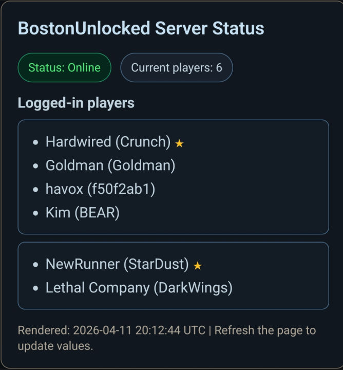 Server Status Page initial update with party grouping