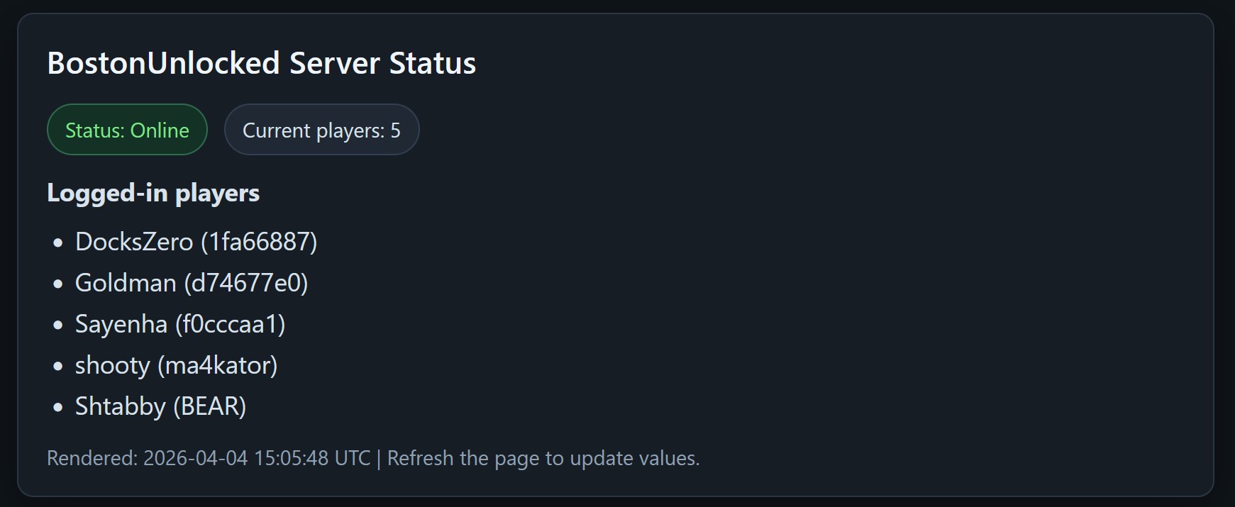 Server Status Page